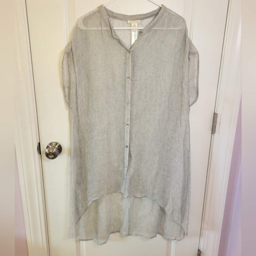 Eileen Fisher Linen Cap Sleeve Tunic